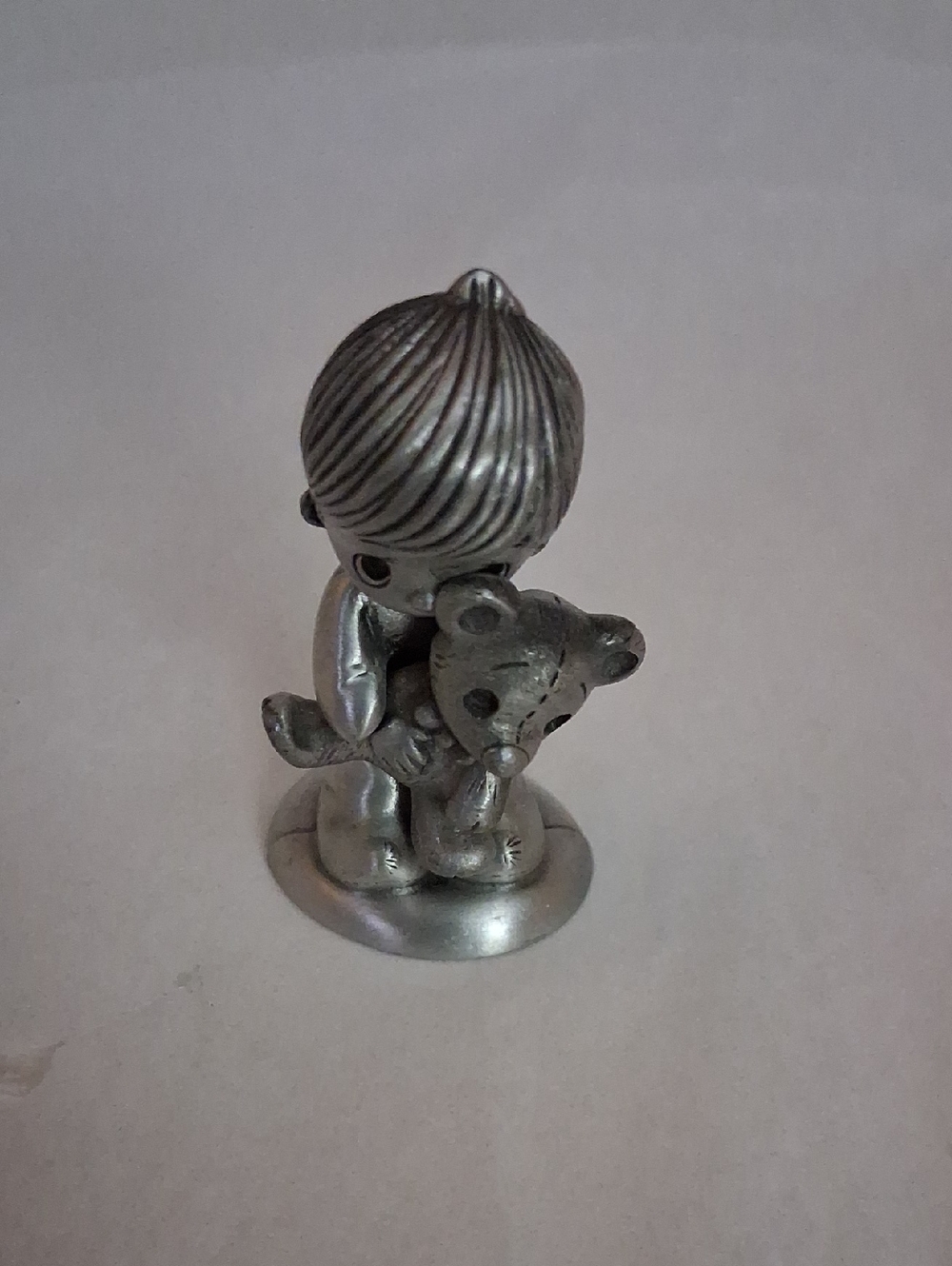 Precious Moments Pewter Mini Figurine Boy With Bunny